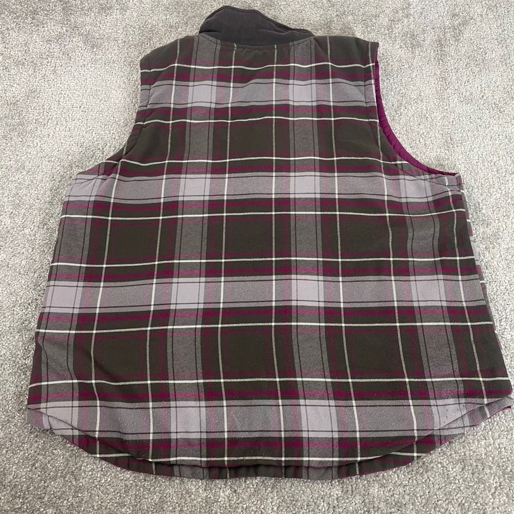 Carhartt Reversible Vest Womens XXL Quilted Plaid Full Zip Magenta 2XL - Picture 6 of 11
